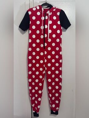 Disney Parks Red & White Polka Dot Short Sleeve Hooded Onesie